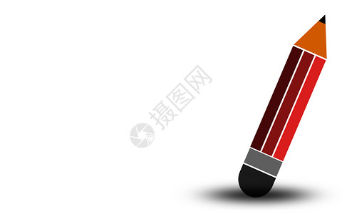 红色铅笔白纸上隔离的红色铅笔3D翻接图片
