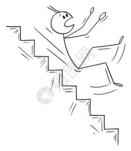 矢量卡通插图绘制关于人或商跌下危险楼梯的概念图图片