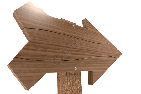 3D箭头Wooden标志板在白色背景上被孤立3D翻接背景