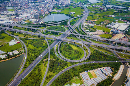 台北高速公路空中视图图片