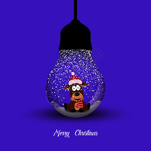 圣诞快乐有灯泡和狗的创意设计图片