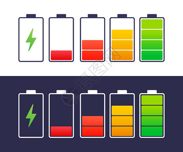 Iphone充电完全充电的池智能手机一套电池充水平指示器矢量插图背景