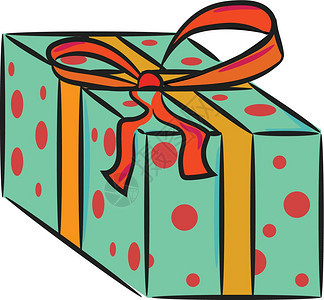 一份礼物或以彩色纸和丝带矢量彩色绘画或插图包装的美丽裹礼物或展示品图片