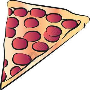 一块披萨片配奶酪和辣椒或其它肉粉以矢量颜色图画或插图片