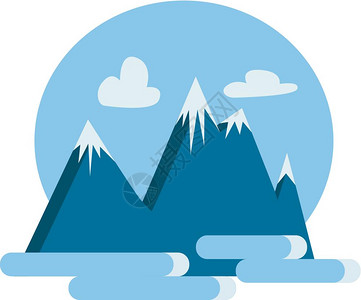 蓝雪覆盖山脉矢量颜色图或解的蓝雪剪贴板图片