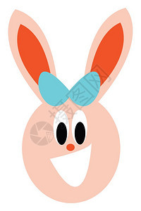 一个女孩兔子的格头矢量彩色绘画或插图上有一个可爱的弓图片