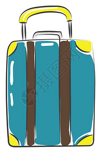 携带矢量颜色图画或插的蓝色行李箱旅者袋用手柄在内携带矢量颜色图画或插图片