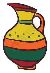 卡通彩色陶瓷罐子矢量插图图片