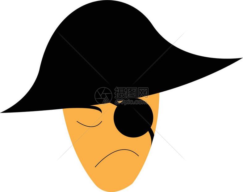 具有签名帽子和眼罩的海盗矢量彩色图画或插图片