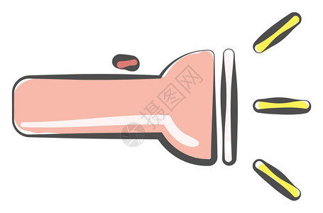 卡通粉色手电筒矢量插图背景图片