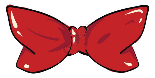 红弦领结的剪图红弦领带有两个黑球作为眼睛和心脏符号连接两个蝴蝶形纤维丝带的两张蝴蝶形纤维丝带的矢量彩色图画或插图片