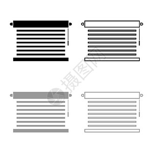 JalousieMetal窗口jalousie为办公室提供的JalusieLauvers图标大纲设置黑色灰矢量显示平板风格的简单图片