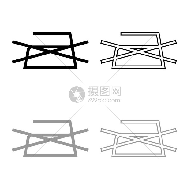 不允许受禁止的加压衣物护理符号洗涤概念衣标志符号图大纲设定黑色灰矢量显示平板风格简单图像图片