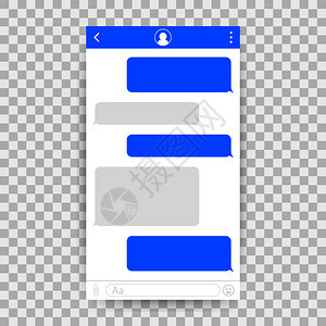 与对话框窗口的聊天界面应用程序干净的移动UI设计概念Sms送信器矢量存图解图片