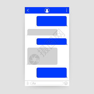 与对话框窗口的聊天界面应用程序干净的移动UI设计概念Sms送信器矢量存图解图片