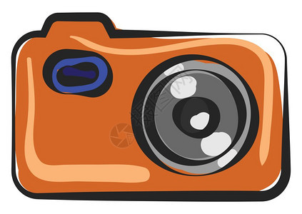 卡通橘色照相机矢量插图图片