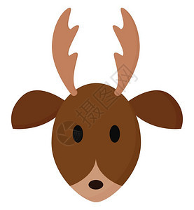 棕鹿脸的滑动板有角或鹿的有黑色矢量彩绘画或插图的奥瓦尔耳形眼和嘴部图片