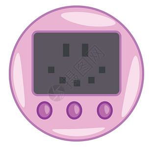 Tamagotchi或手持的日本数字宠物游戏矢量颜色图或插图片
