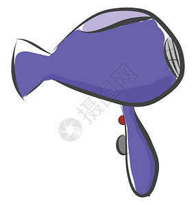 紫色吹发机用红按钮吹干和风格的头发矢量颜色绘画或插图图片
