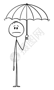 矢量卡通插图解男子或商人持有伞的概念说明高清图片