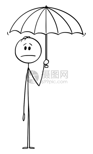 矢量卡通插图解男子或商人持有伞的概念说明图片