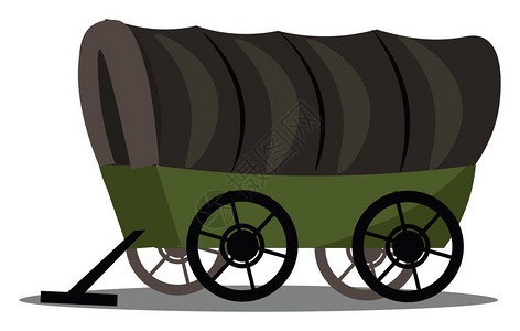 这是覆盖马车的图像Wagon是用于运输货物和其他品的车辆矢量彩色图画或插图片