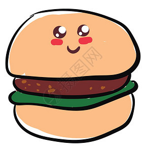 汉堡是一种三明治由油炸肉或烤组成通常是牛肉以及通常包括奶酪洋葱切片生菜和其他物品矢量彩色绘画或插图等其他成份图片