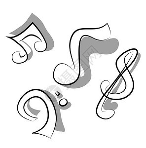 音乐符doodle矢量或彩色插图图片