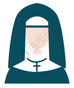 传教修女矢量或彩色插图图片