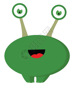 一个快乐的绿色外星人图片