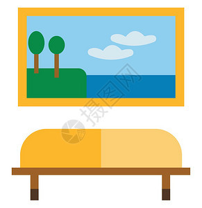 黄色沙发矢量彩绘画或插图上图片