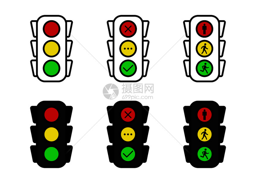 线条交通灯和空白背景的平板设计Eps10线条交通灯和空白背景的平板设计图片