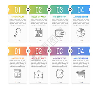 一组带有数字行图标和文位置的行图标和文字位置的图表元素可用作工流程步骤或选项软色梯度矢量eps10插图图片