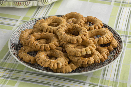 摩洛哥KaakAisecookies传统节庆摩洛哥KaakAisecookies的菜盘图片