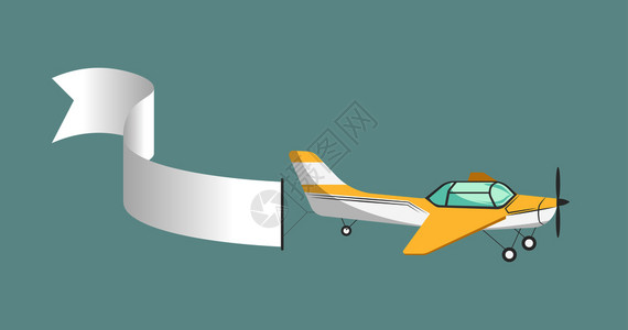 长空白条纹的飞机挂空横幅用于促销的飞机具有创意的商业孤立卡通平方矢量图图片