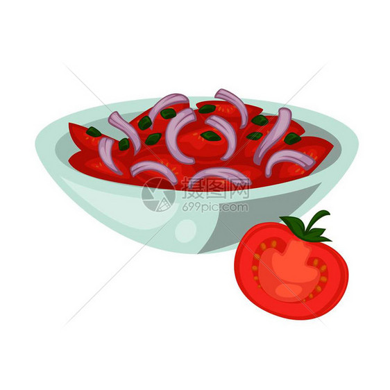 番茄素食品病媒隔离式西红柿食品餐或健康饮食用素和番茄沙拉餐或烹饪图片