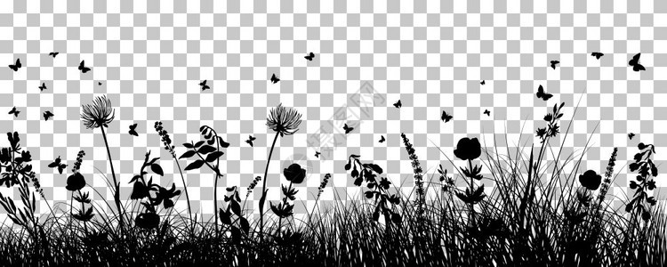 蝴蝶草原背景透明网格设计矢量说明图片