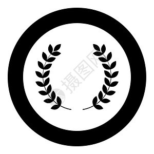 赢者Laurel花圈分支圆黑色矢量显示平板风格简单图像中的胜利标符号花圈显示平板风格图像中的胜利标符号圆黑颜色矢量显示平板风格图图片