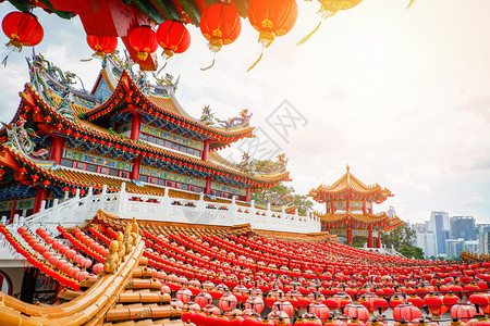 矢量灯笼马来西亚吉隆坡神庙TheanHou寺背景