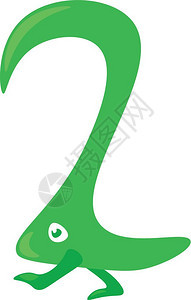 绿色动物形状的第二个数字以其腿矢量颜色图画或插的方式行走图片