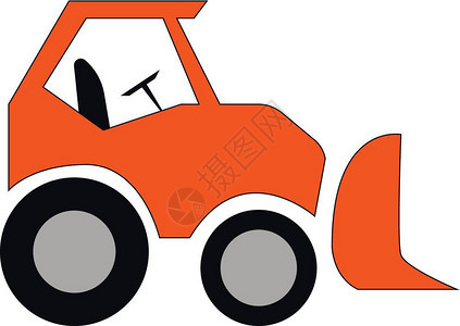 橙色的带司机座椅和方向盘矢量图图片