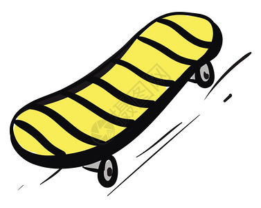 黄色和黑滑板有条带矢量彩色绘画或插图图片