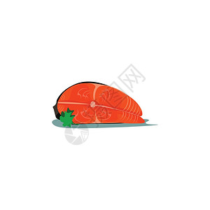 一小块鲑鱼片充斥着丰富的蛋白质准备被烤熟或煮图片