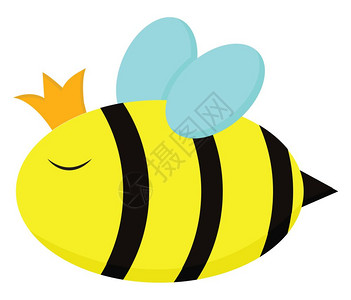 一只可爱的大肥蜂蜜有皇冠矢量彩色画或插图图片