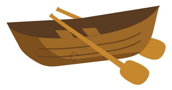 卡通一艘小木船矢量元素图片