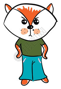 一个人带着愤怒的狐狸面对描绘人类向量的狡猾颜色绘画或插图图片