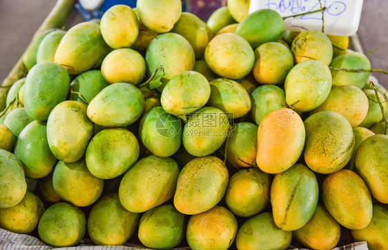 芒果市场新收获的鲜芒果有机农业夏季销售图片