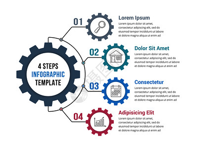 带有四个元素步骤或选项矢量eps10插图的配有四个元素步骤或选项的渔具插图模板图片