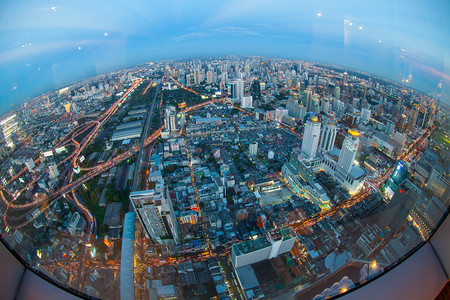 泰国曼谷夜间城市风景背景图片