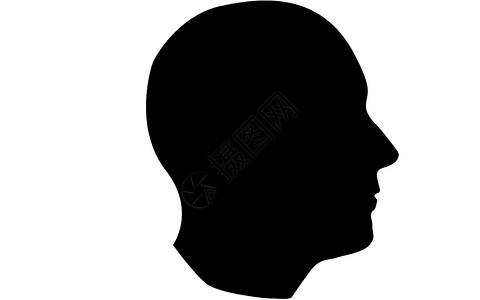 以黑白3D覆盖的人类头环影图标图片